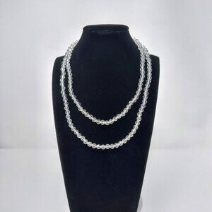 Les Bernard Inc Clear Faceted Crystal Glass Beaded Necklace